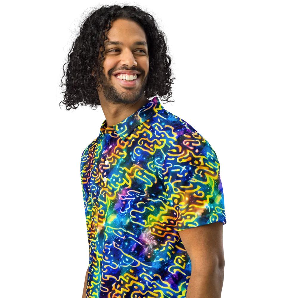 Astral Ampersand on Men's Slim Fit Polo Shirt — Left Front