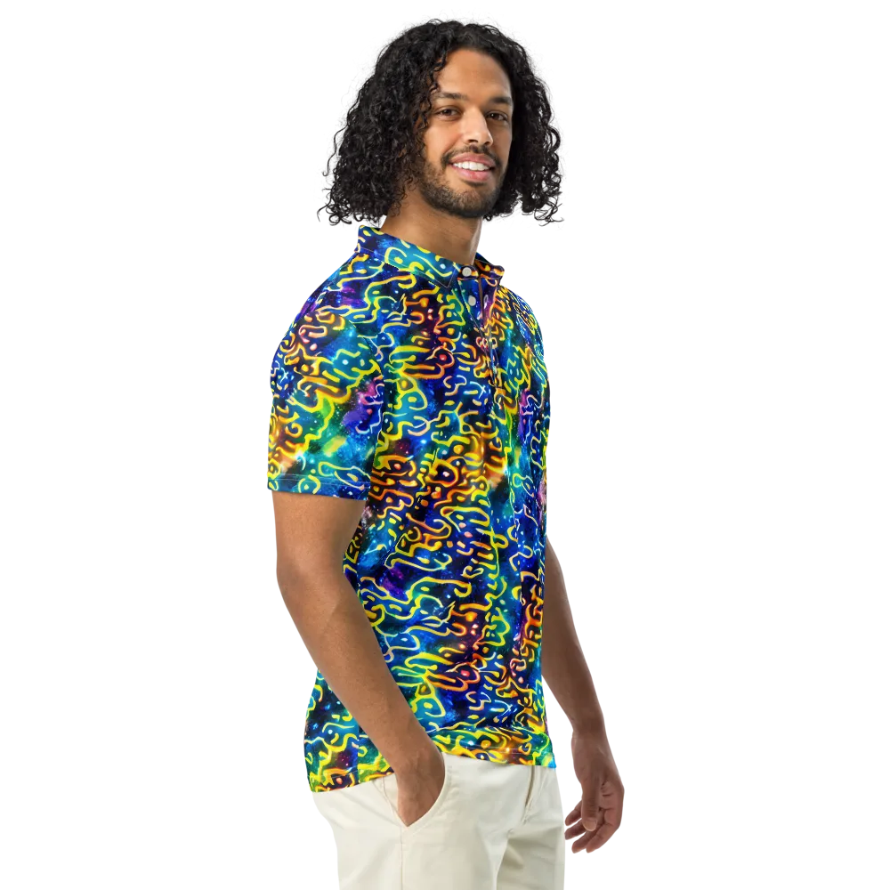 Astral Ampersand on Men's Slim Fit Polo Shirt — Right Front