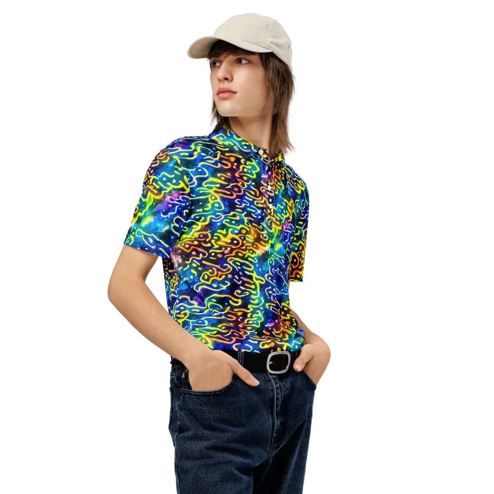 Astral Ampersand on Men's Slim Fit Polo Shirt — Right Front