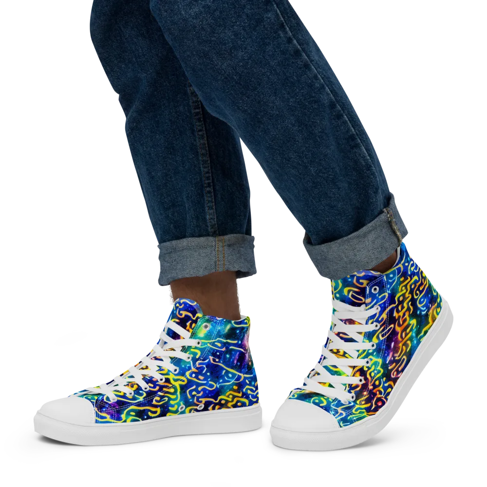 Astral Ampersand on Men's High Top Canvas Shoes — Left