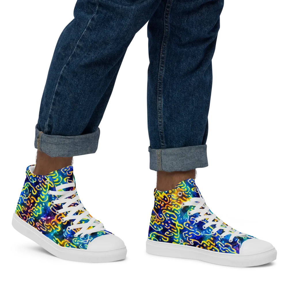 Astral Ampersand on Men's High Top Canvas Shoes — Right