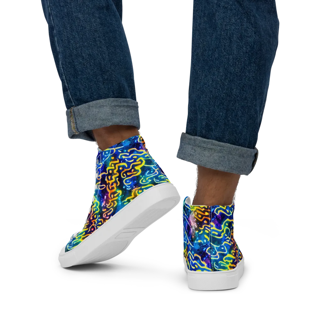Astral Ampersand on Men's High Top Canvas Shoes — Back