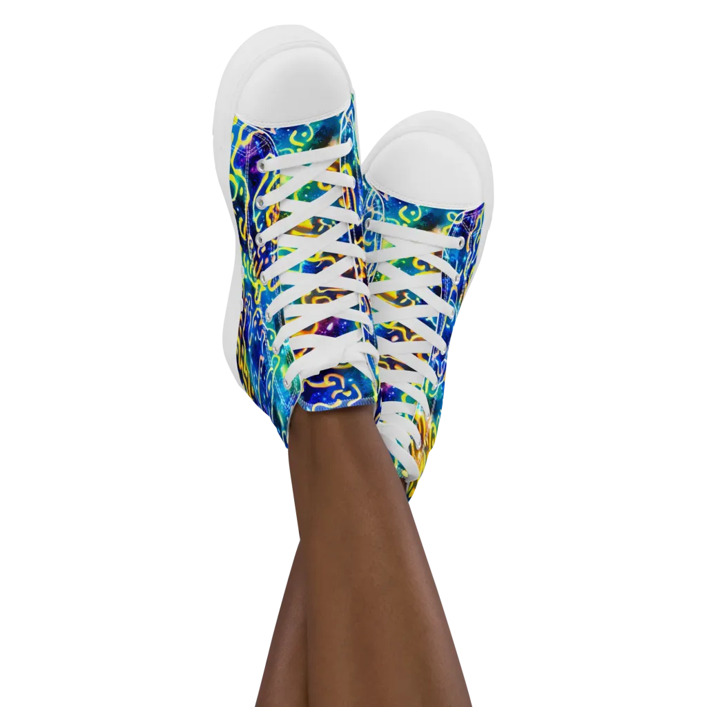 Astral Ampersand on Women's High Top Canvas Shoes — Front