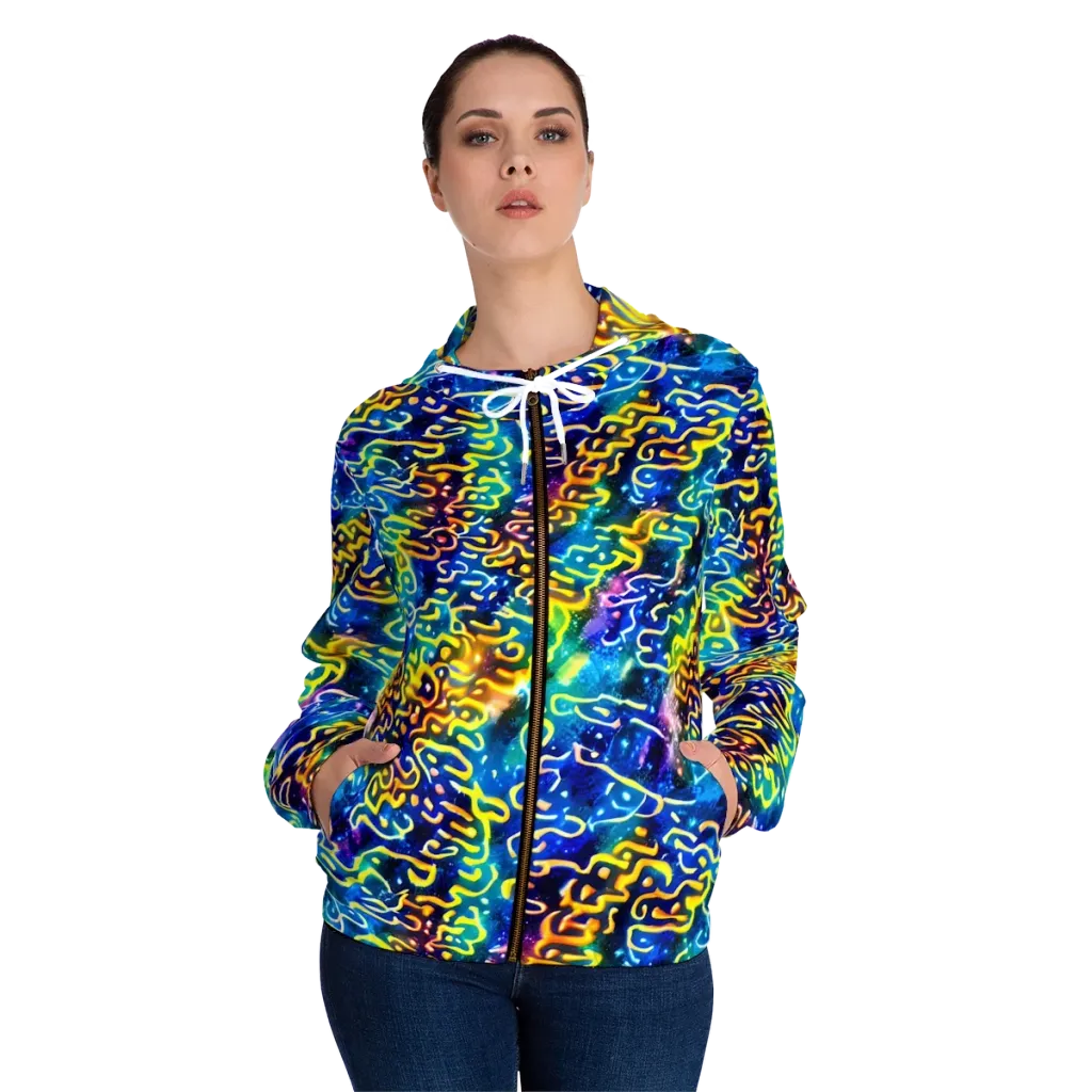 Astral Ampersand on Women's Full-Zip Hoodie — Front On Person