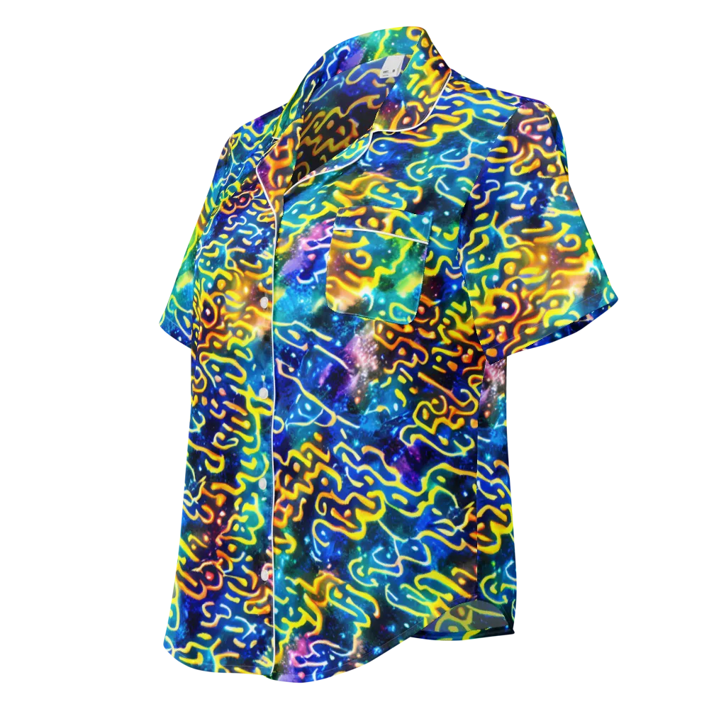 Astral Ampersand on Women's Short Sleeve Pajama Top — Left Front