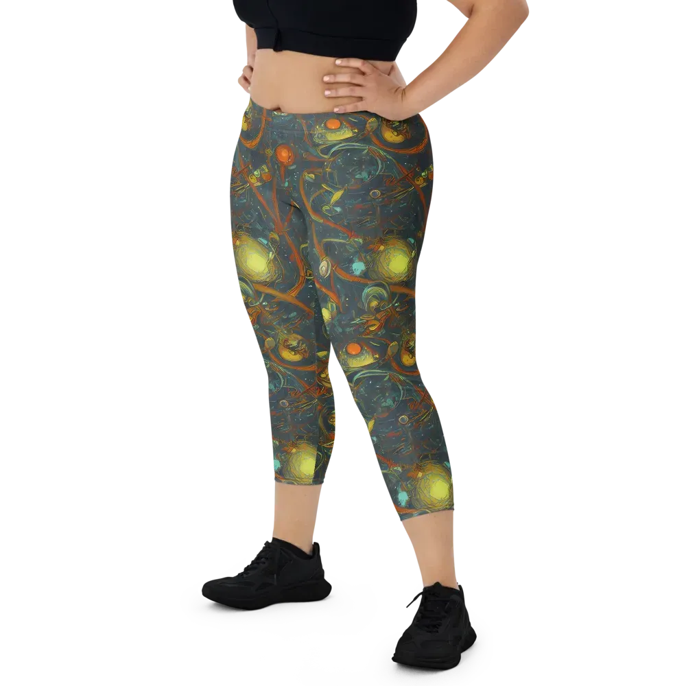 Deepwater Fire on Capri Leggings — Front