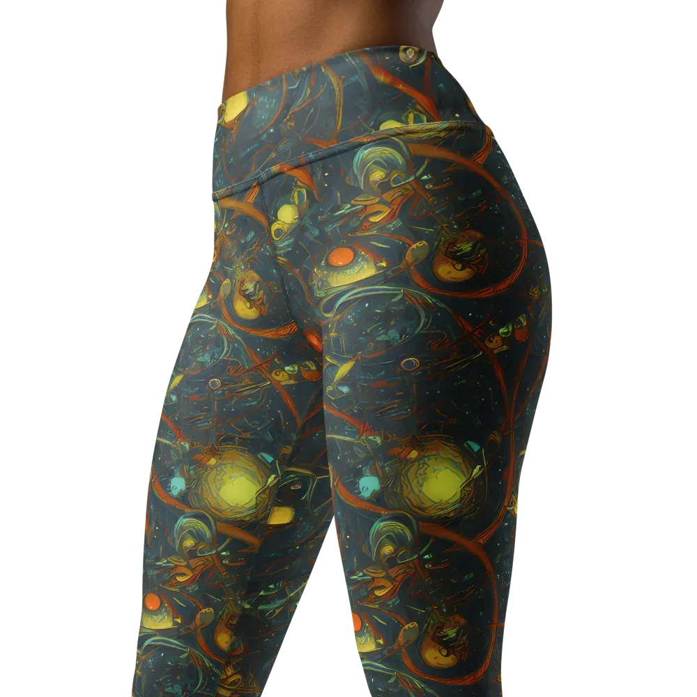 Deepwater Fire on Yoga Leggings — Left Front