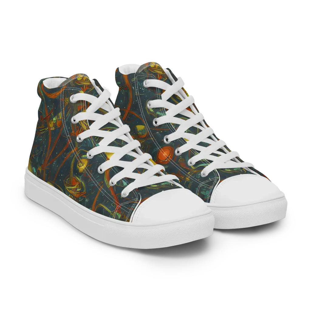 Deepwater Fire on Men's High Top Canvas Shoes — Right Front