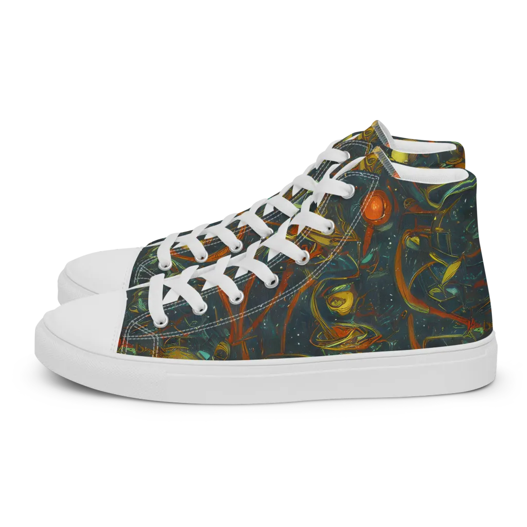 Deepwater Fire on Men's High Top Canvas Shoes — Left