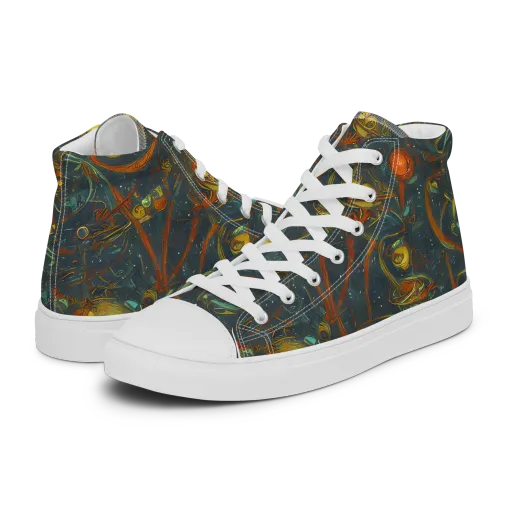 Deepwater Fire on a Men's High Top Canvas Shoes