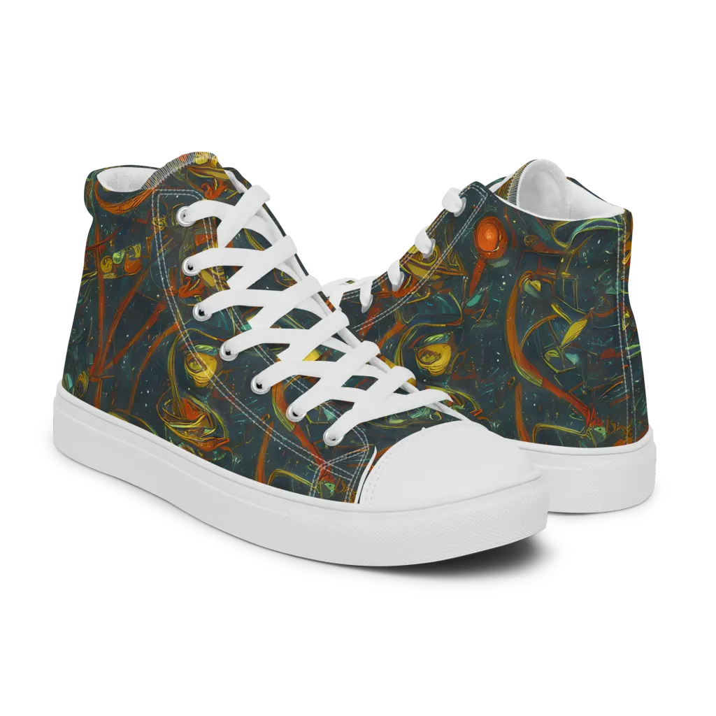 Deepwater Fire on Men's High Top Canvas Shoes — Right