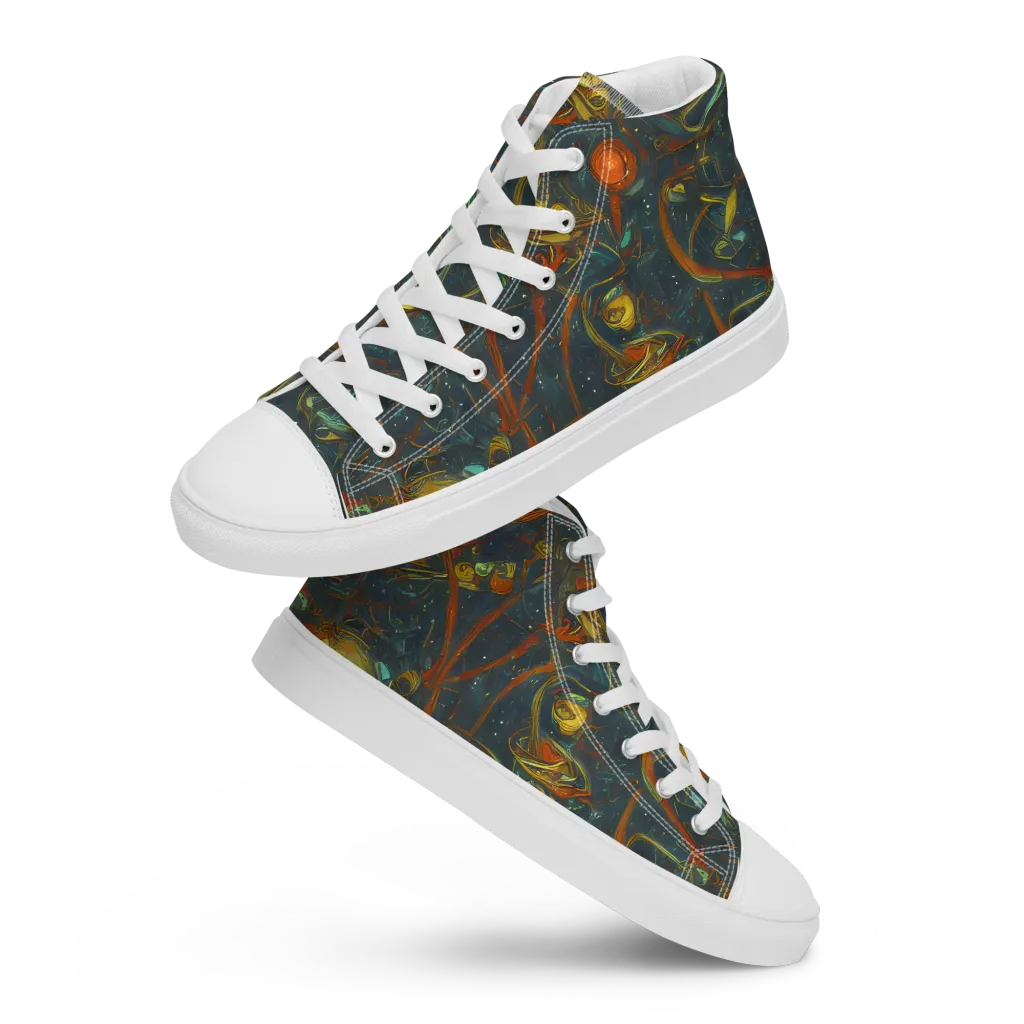 Deepwater Fire on Men's High Top Canvas Shoes — Front