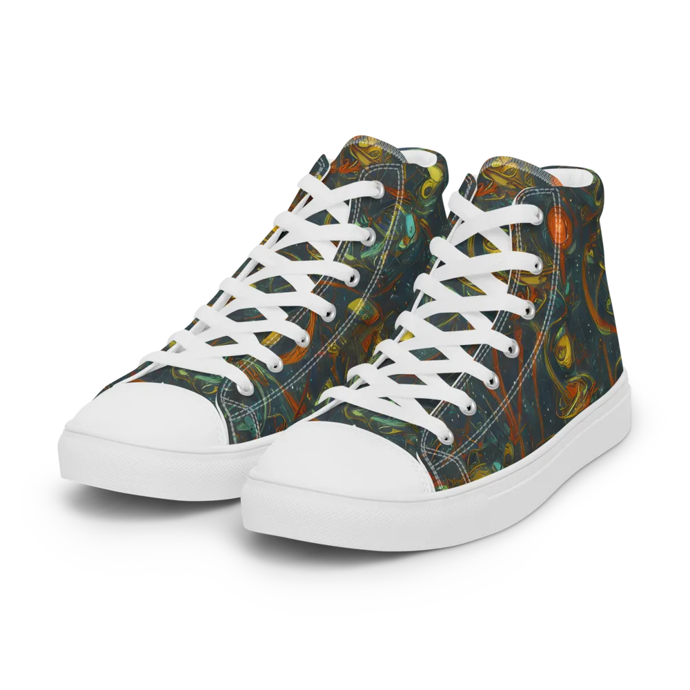 Deepwater Fire on Women's High Top Canvas Shoes — Left Front