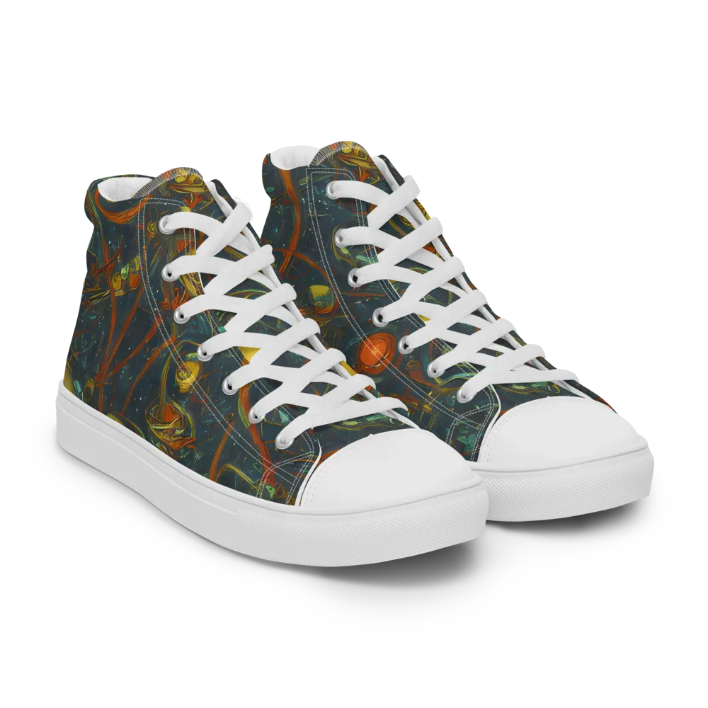 Deepwater Fire on Women's High Top Canvas Shoes — Right Front
