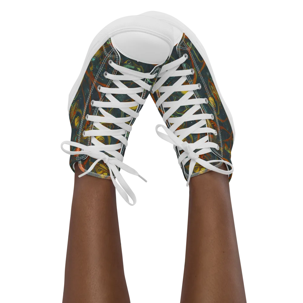 Deepwater Fire on Women's High Top Canvas Shoes — Front