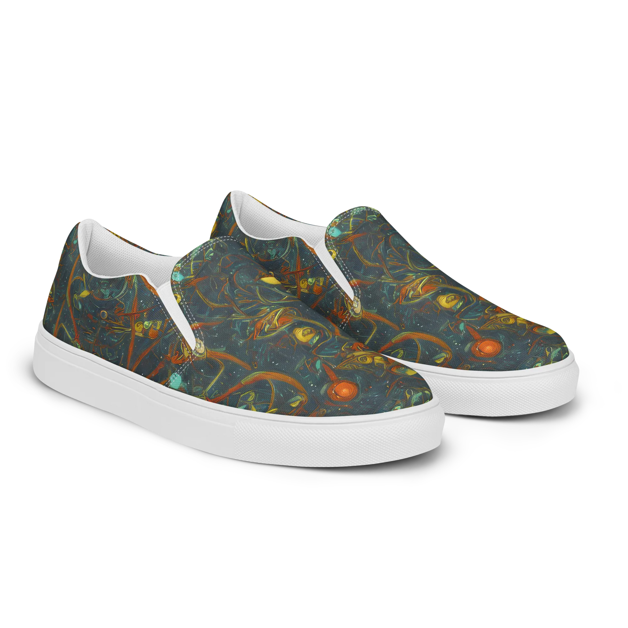 Deepwater Fire on Men's Slip-On Canvas Shoes — Right Front