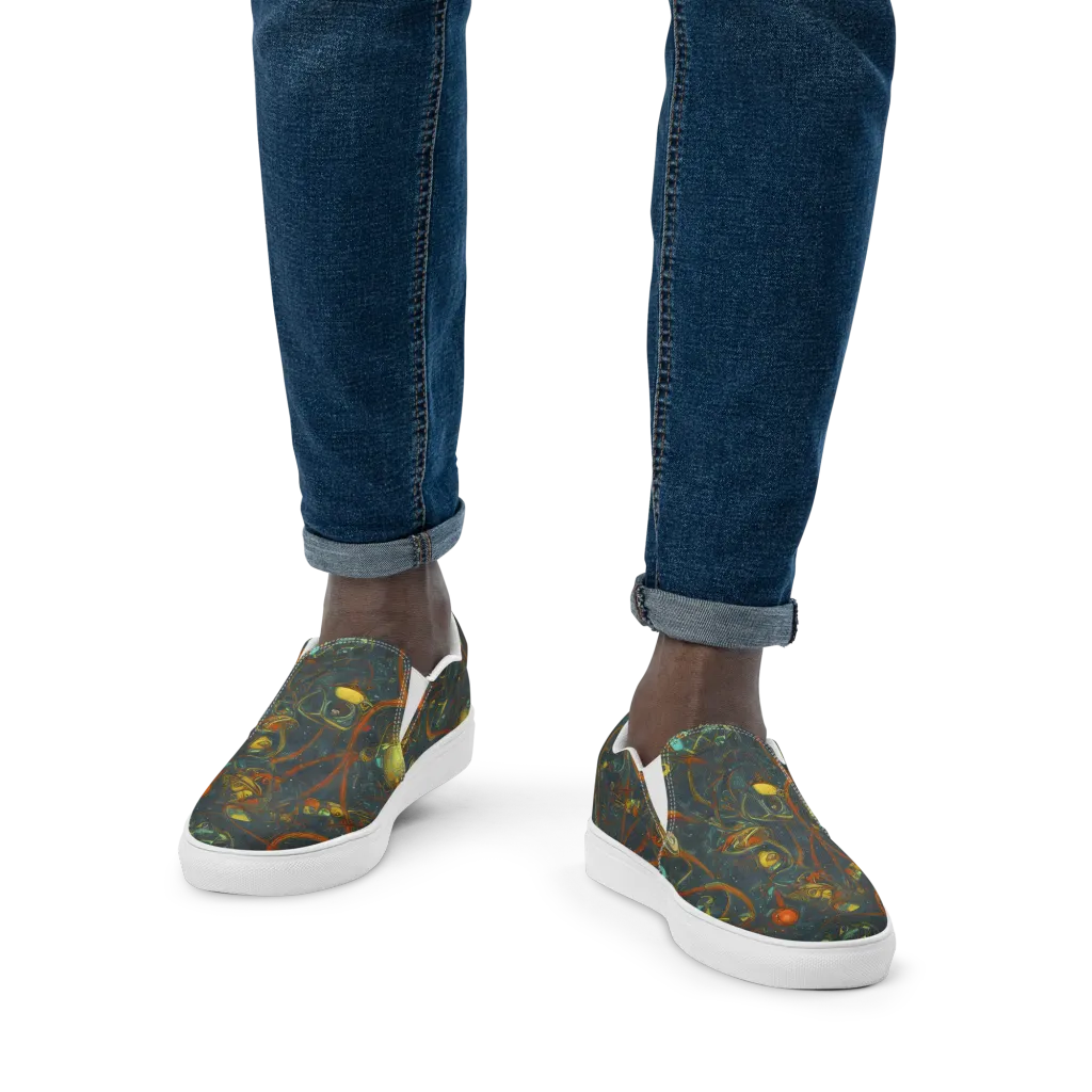 Deepwater Fire on Men's Slip-On Canvas Shoes — Front