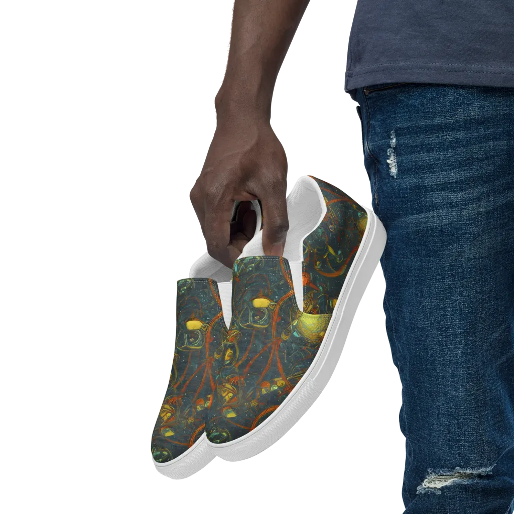 Deepwater Fire on Men's Slip-On Canvas Shoes — Left Front