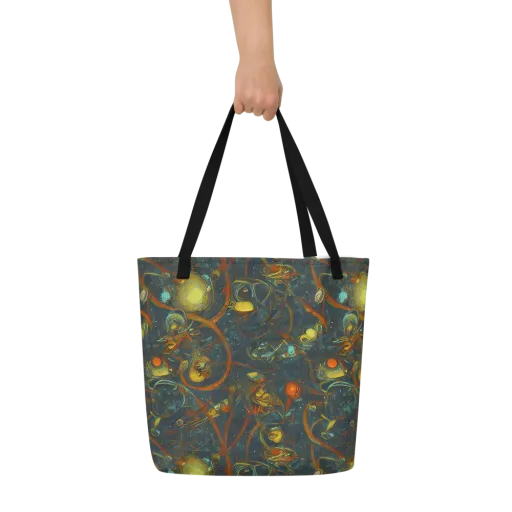 Deepwater Fire on a Large Tote Bag W/ Pocket