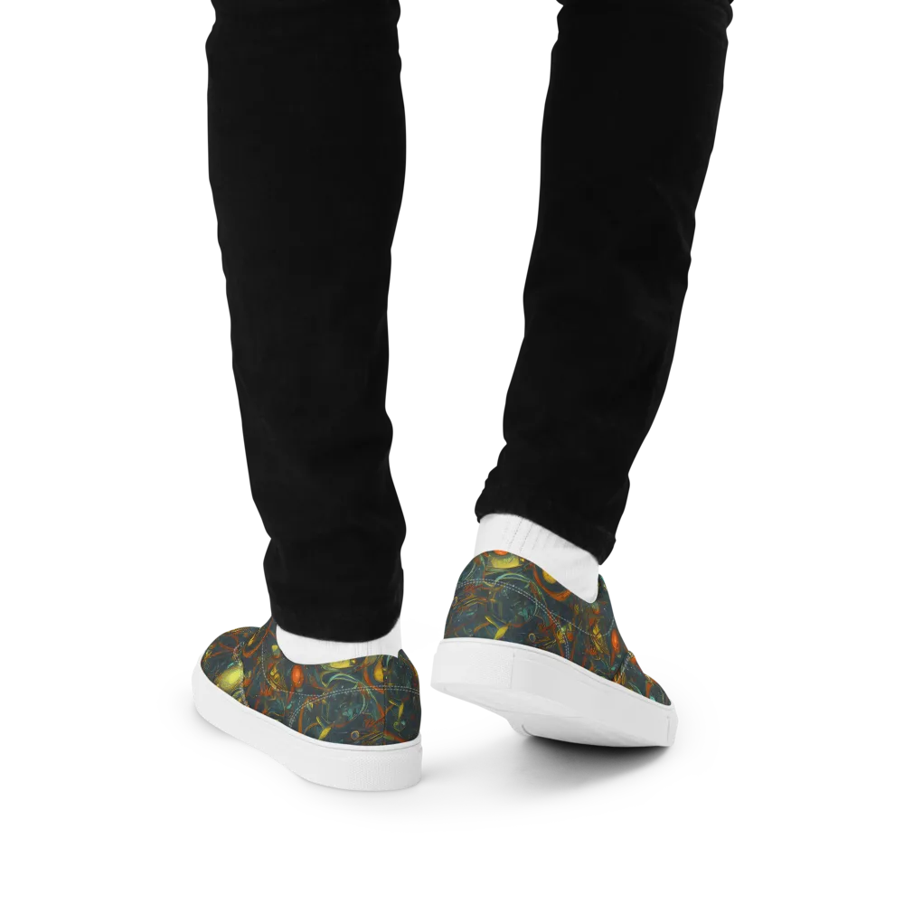 Deepwater Fire on Men's Lace-Up Canvas Shoes — Back