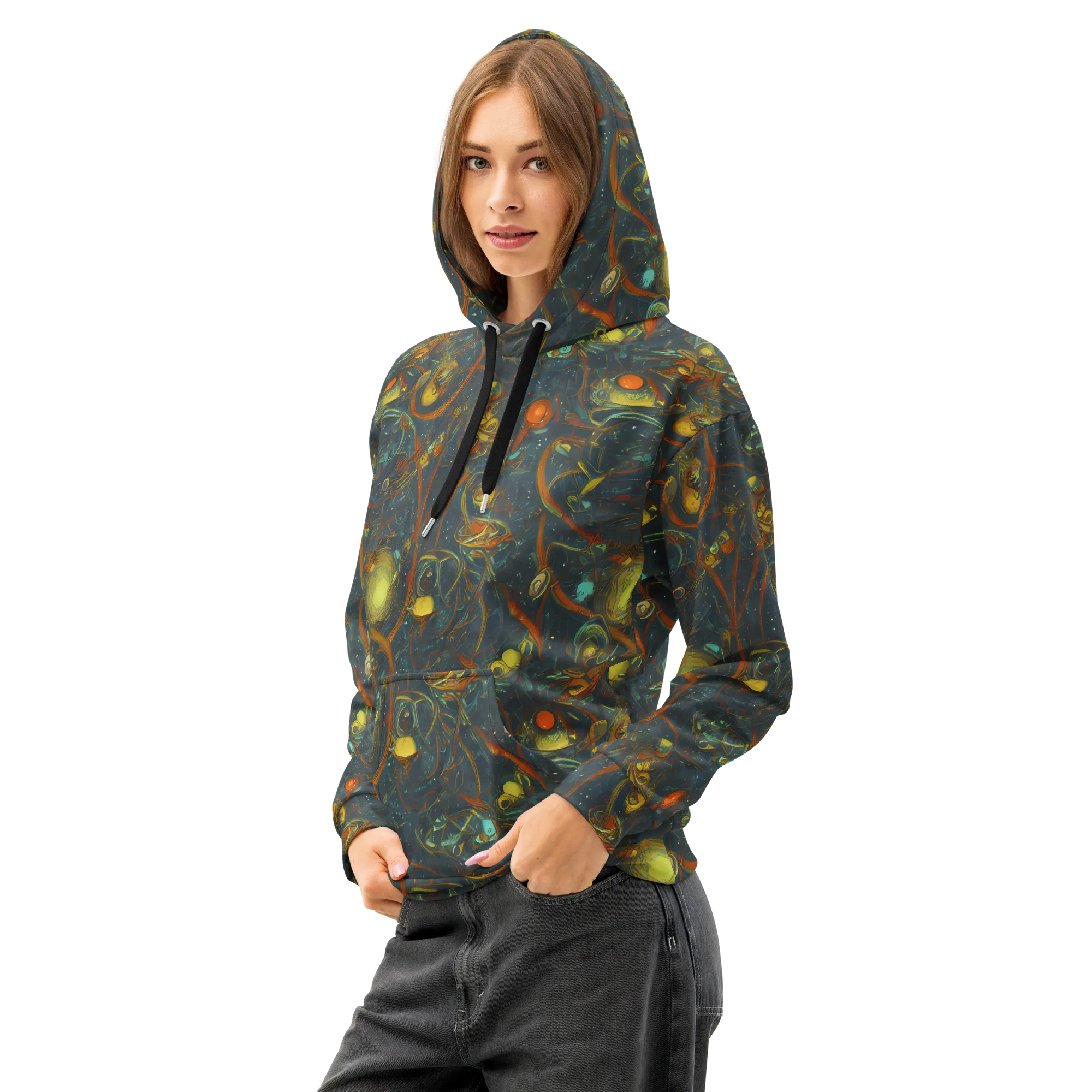 Deepwater Fire on Cotton Hoodie — Left Front