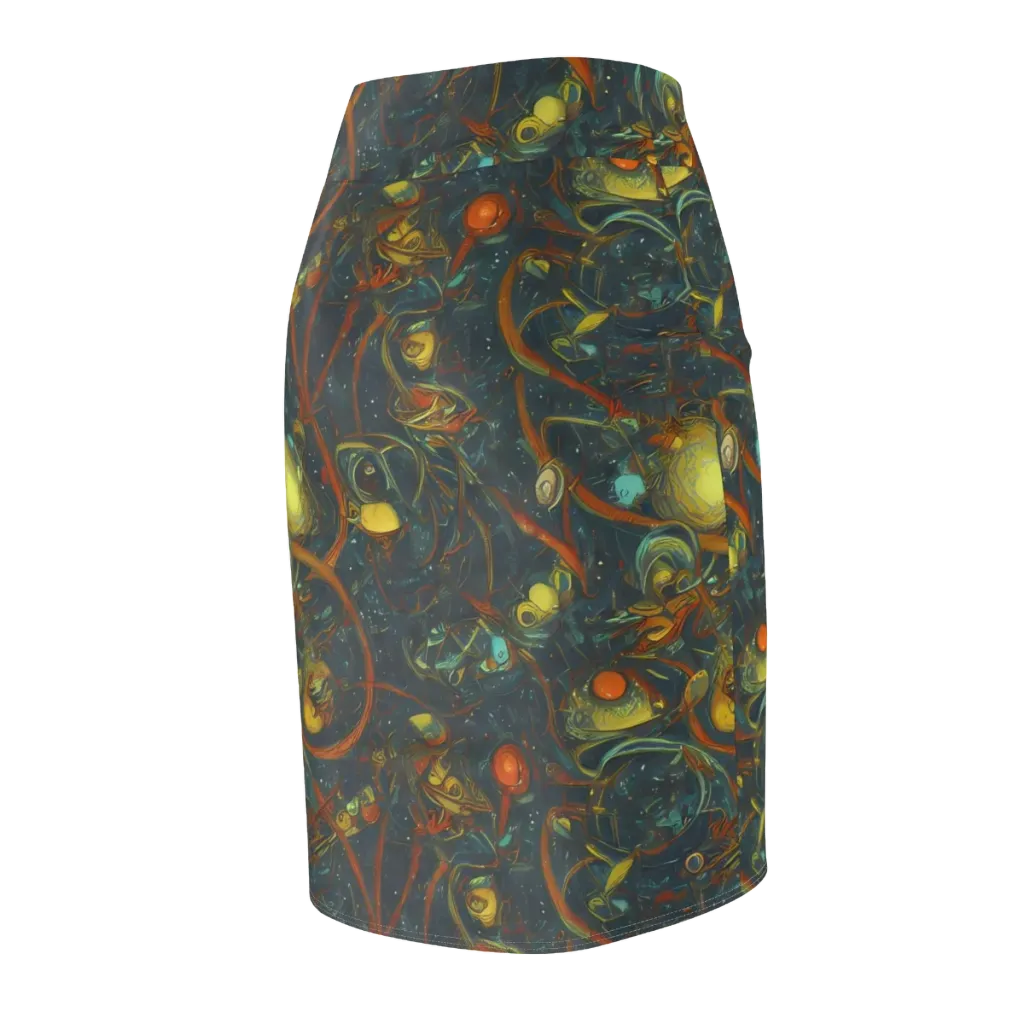 Deepwater Fire on Pencil Skirt — Back Side