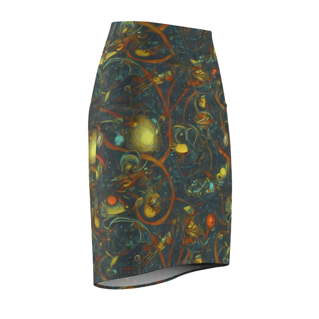 Deepwater Fire on Pencil Skirt — Front Side