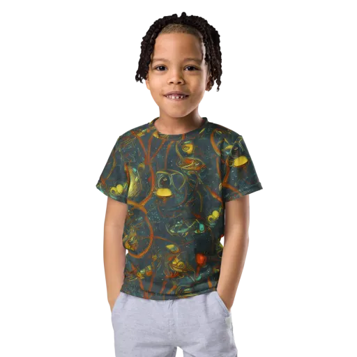 Deepwater Fire on a Kids Crew Neck T-Shirt