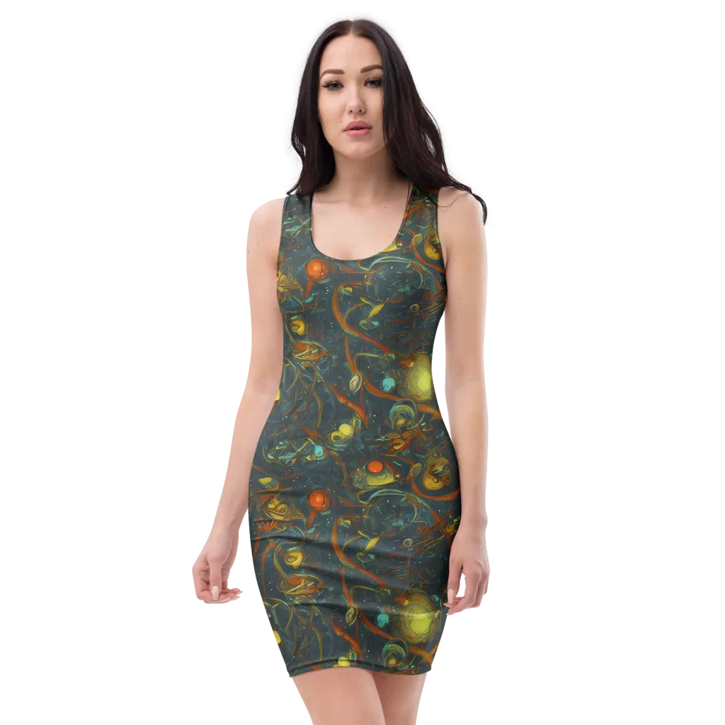 Deepwater Fire on Bodycon Dress — Front