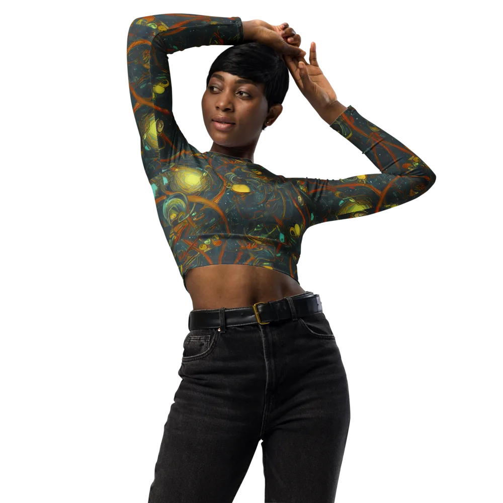 Deepwater Fire on Long Sleeve Crop Top — Front