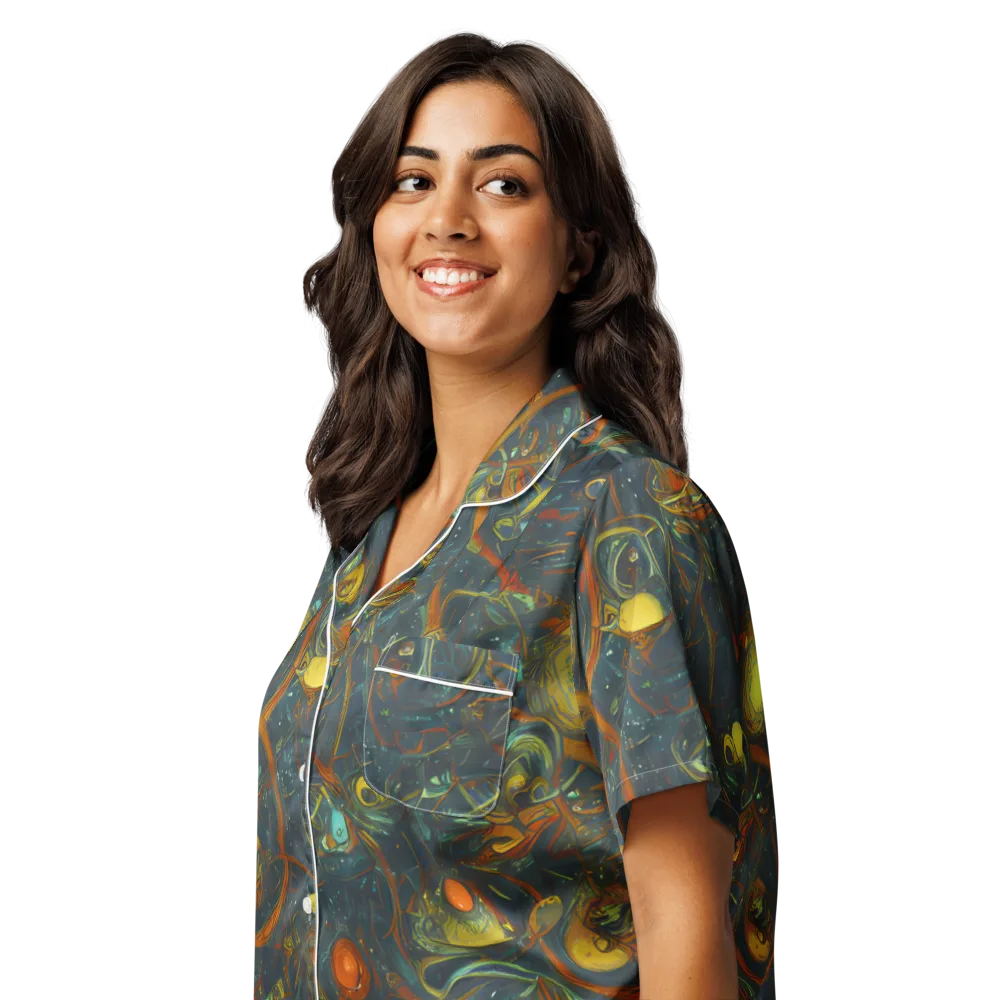 Deepwater Fire on Women's Short Sleeve Pajama Top — Left Front