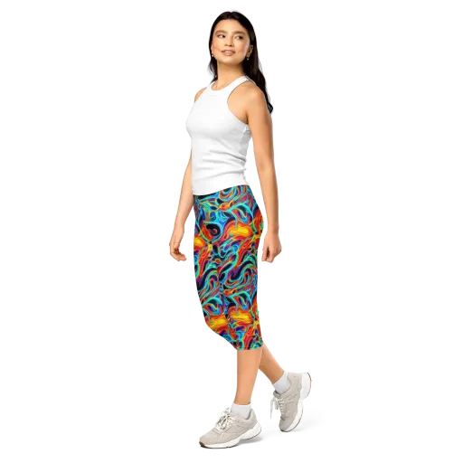Cyan Ember Maze on a Capri Leggings