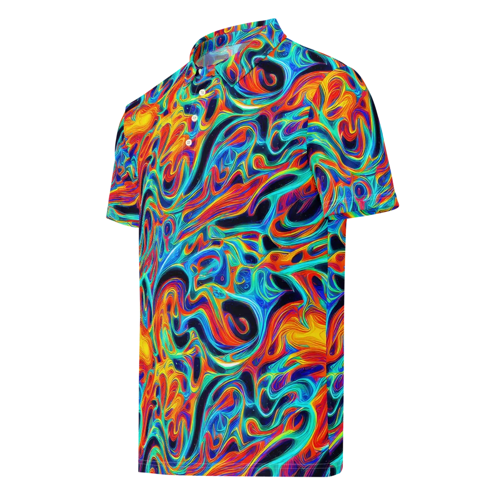 Cyan Ember Maze on Men's Slim Fit Polo Shirt — Left Front