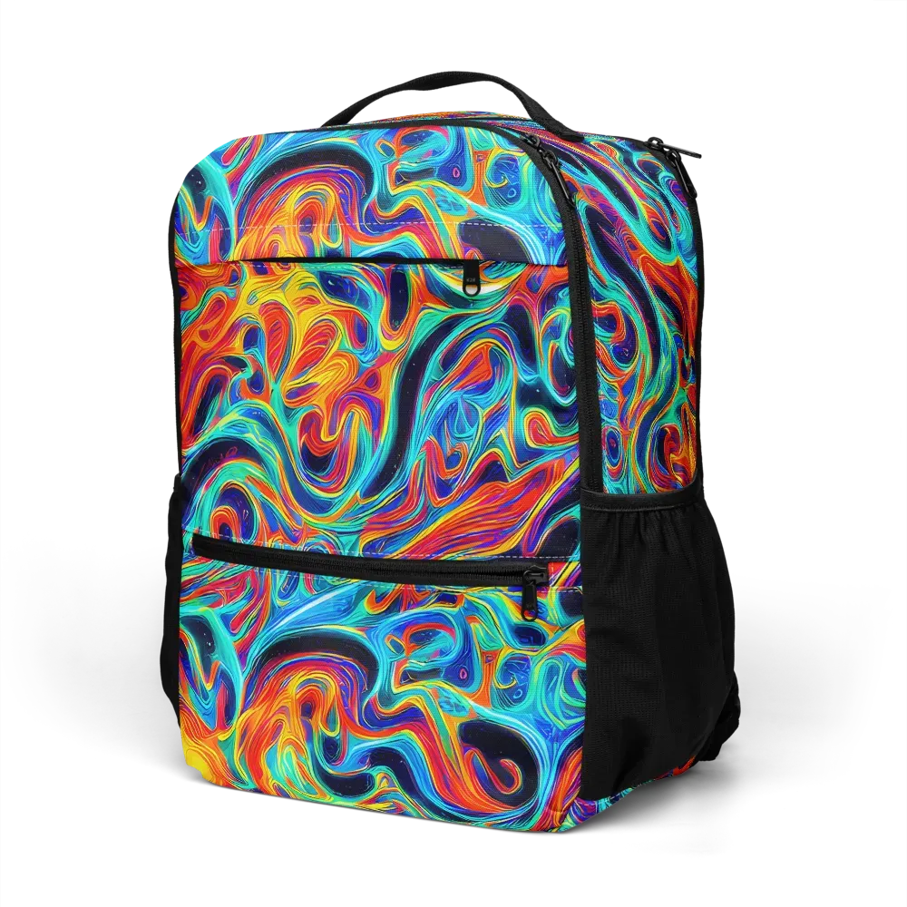 Cyan Ember Maze on Utility Backpack — Left Front