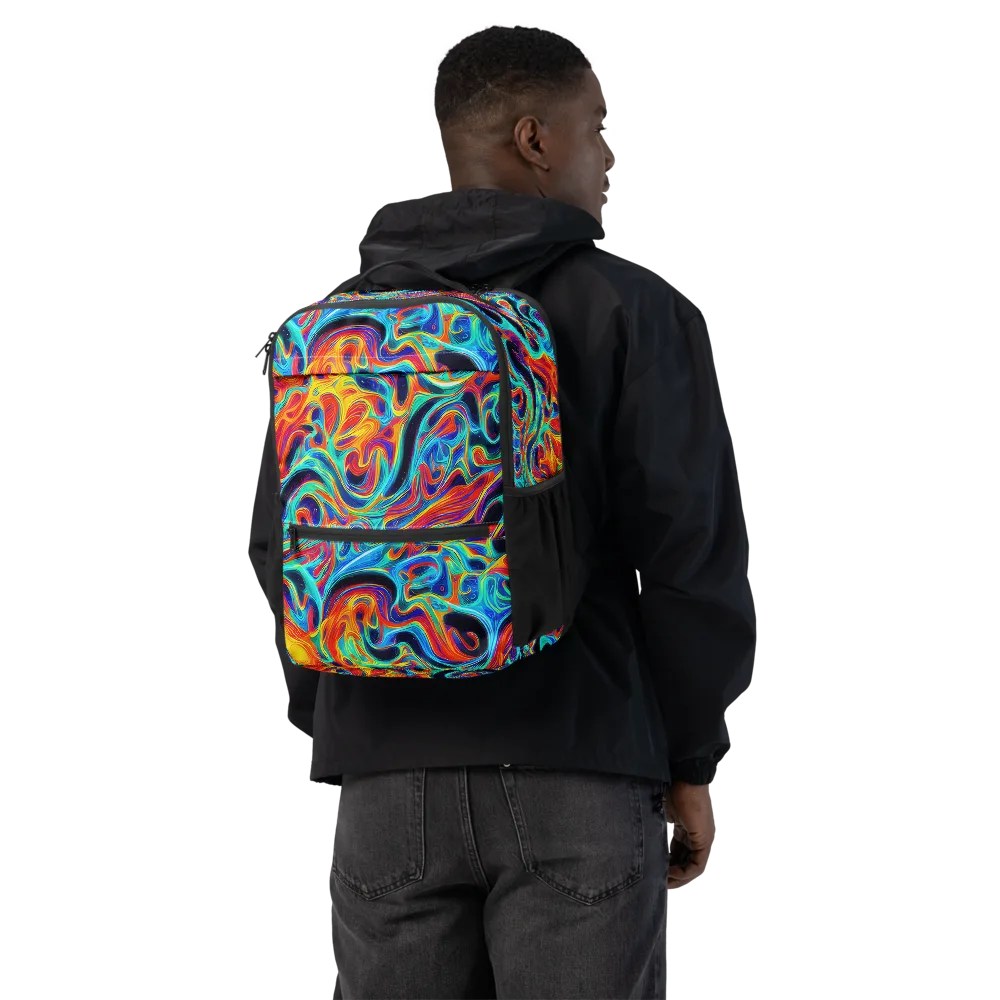 Cyan Ember Maze on Utility Backpack — Back