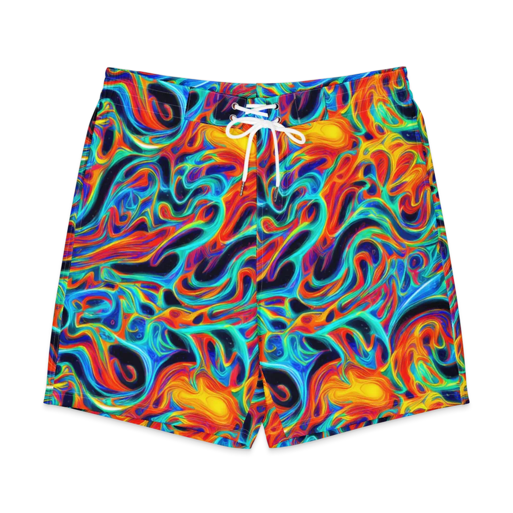 Cyan Ember Maze on Men's Board Shorts — Front