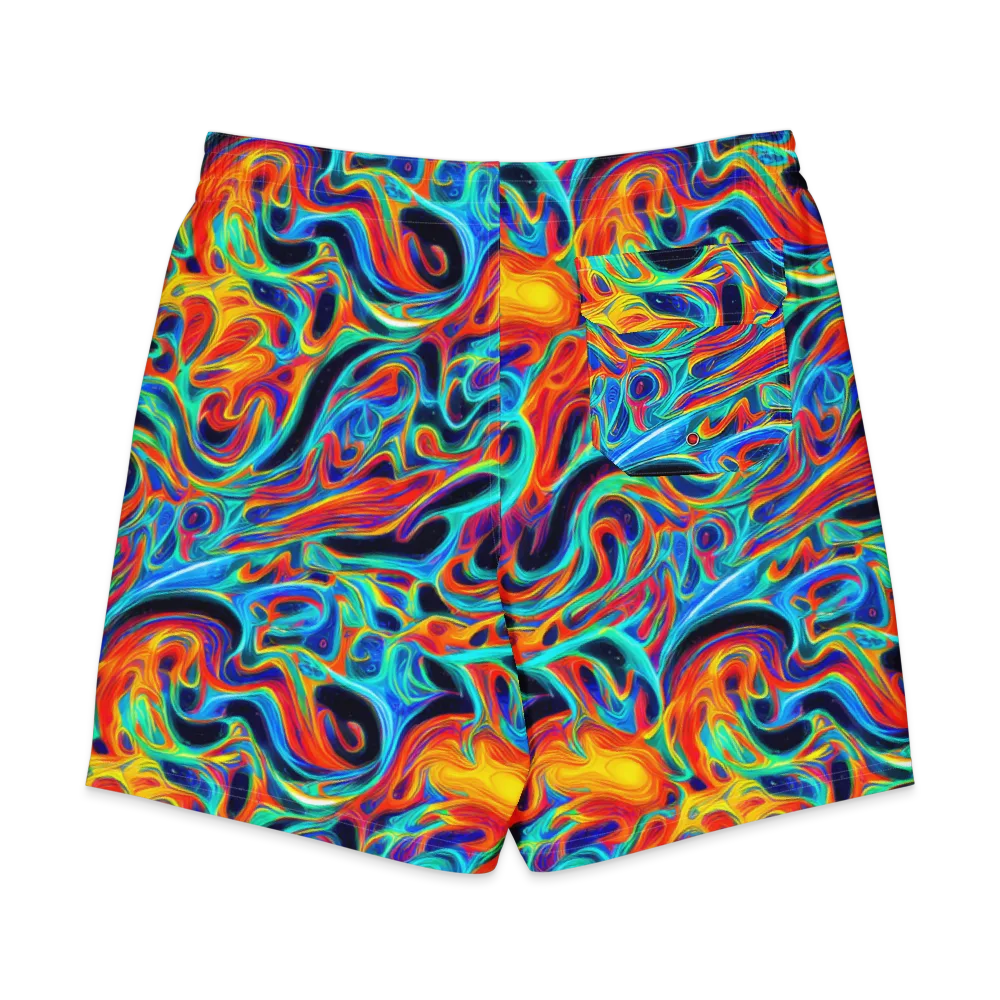 Cyan Ember Maze on Men's Board Shorts — Back