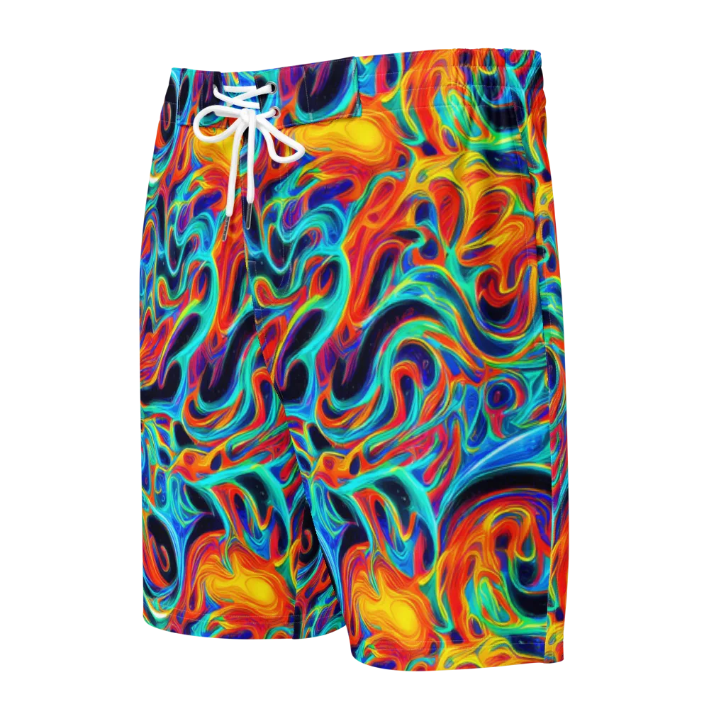 Cyan Ember Maze on Men's Board Shorts — Front
