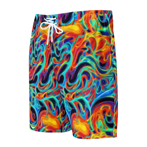Cyan Ember Maze on a Men's Board Shorts