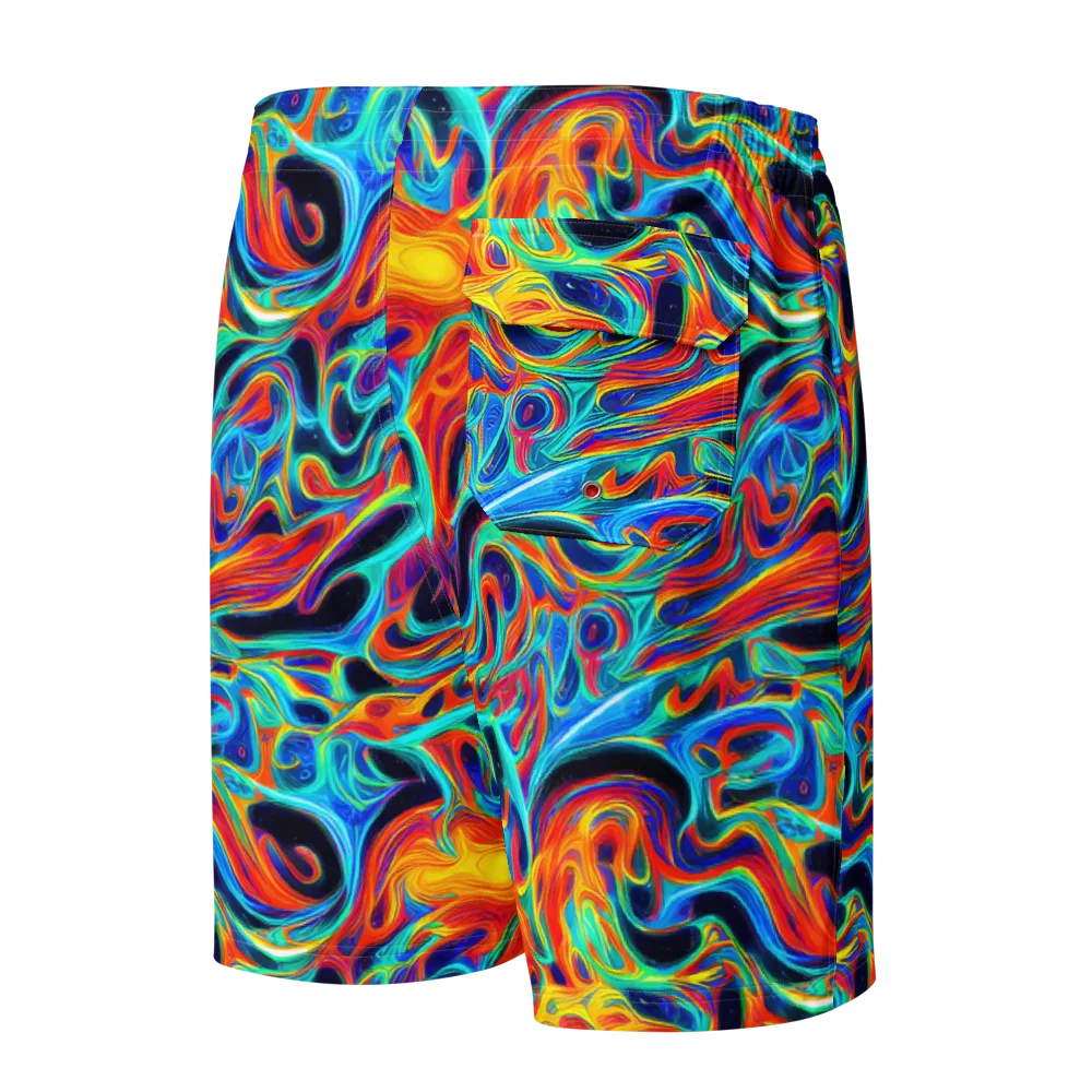 Cyan Ember Maze on Men's Board Shorts — Back