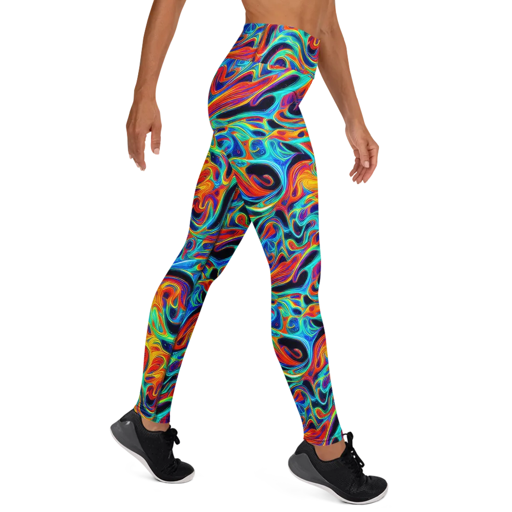 Cyan Ember Maze on Yoga Leggings — Right