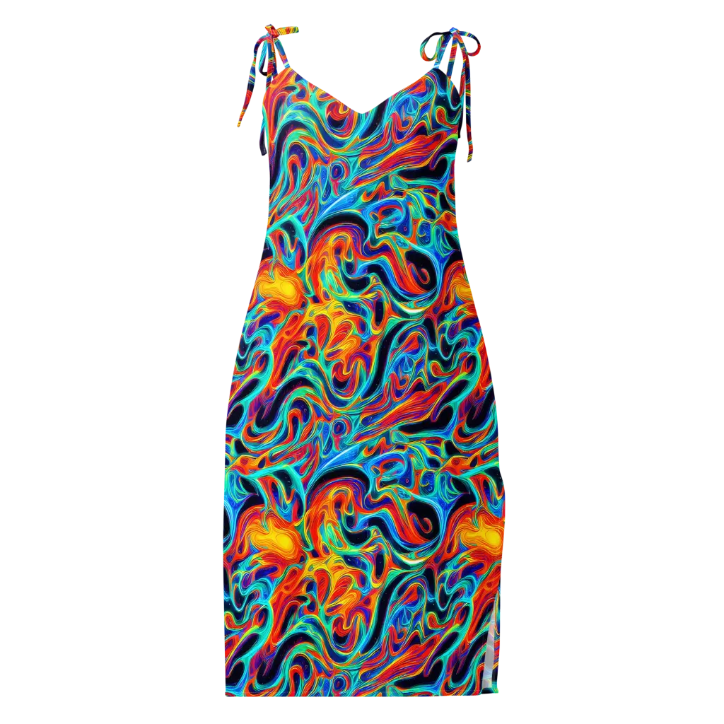 Cyan Ember Maze on Slip Dress — Front