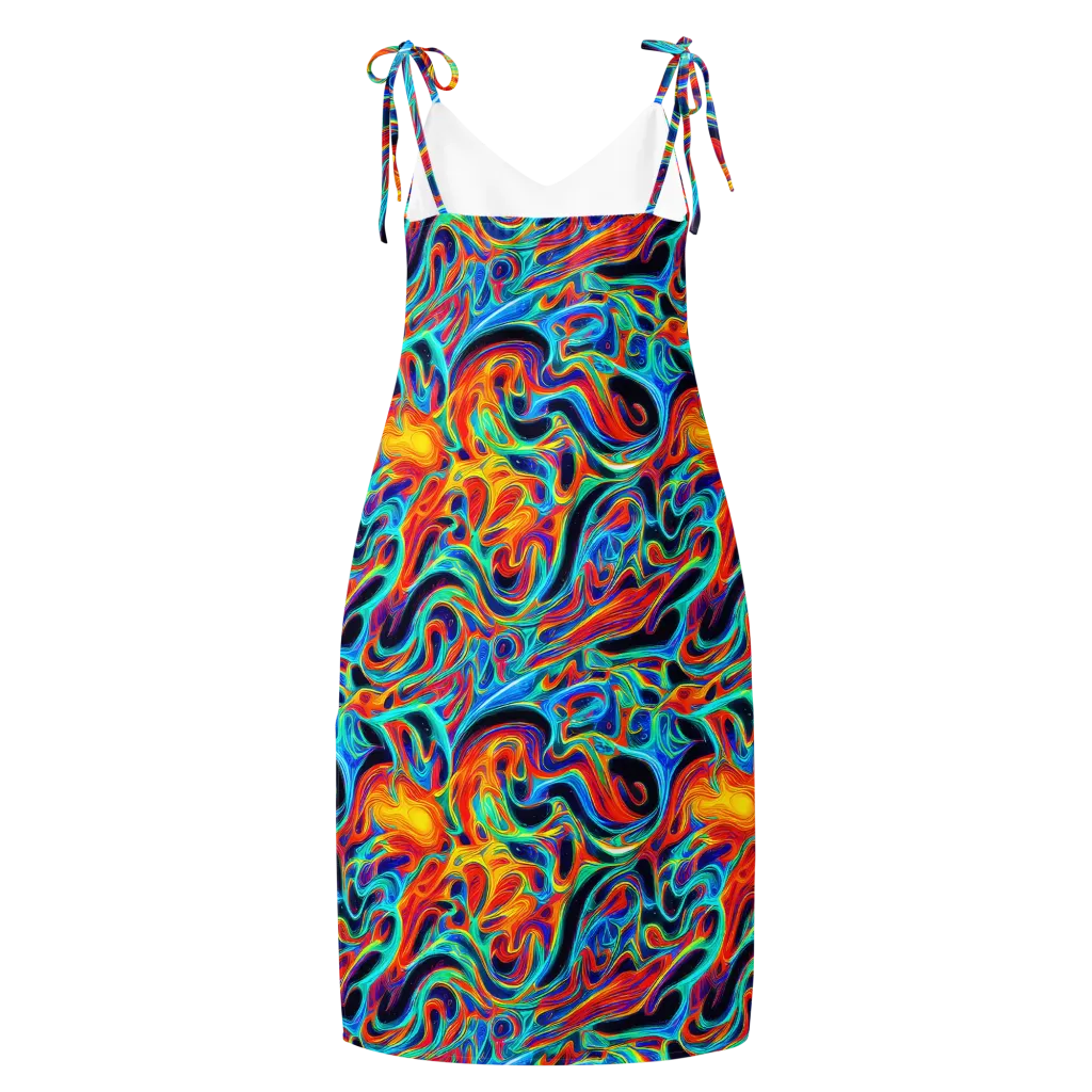 Cyan Ember Maze on Slip Dress — Back