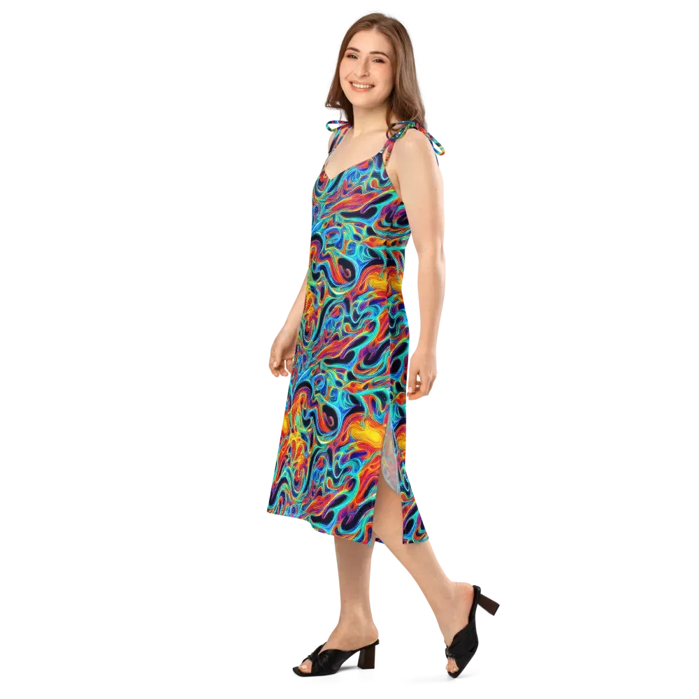 Cyan Ember Maze on Slip Dress — Left Front
