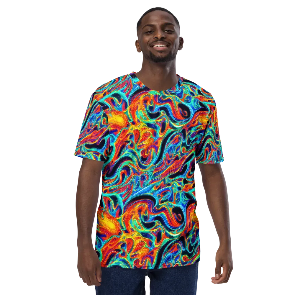Cyan Ember Maze on Men's Crew Neck T-Shirt — Front