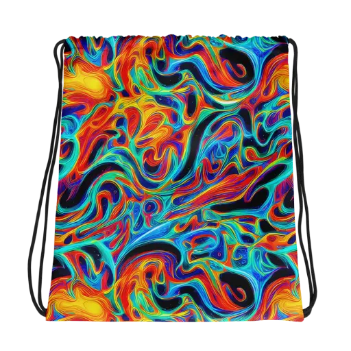 Cyan Ember Maze on a Drawstring Bag