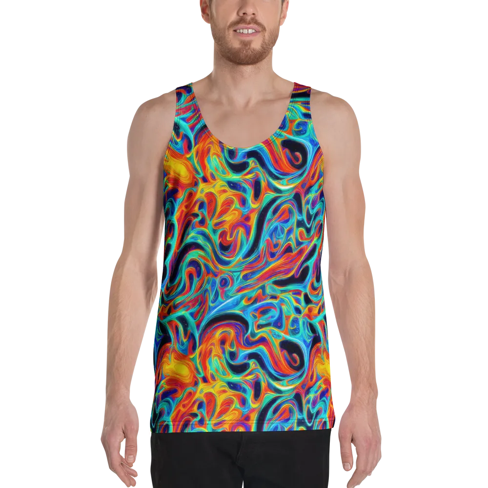 Cyan Ember Maze on Men's Tank Top — Front