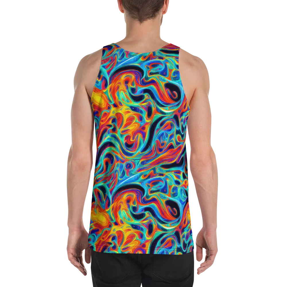Cyan Ember Maze on Men's Tank Top — Back