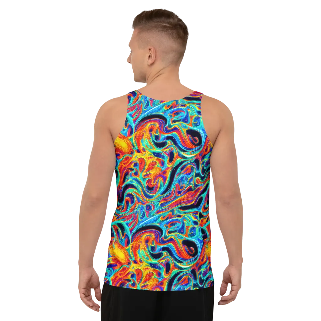 Cyan Ember Maze on Men's Tank Top — Back