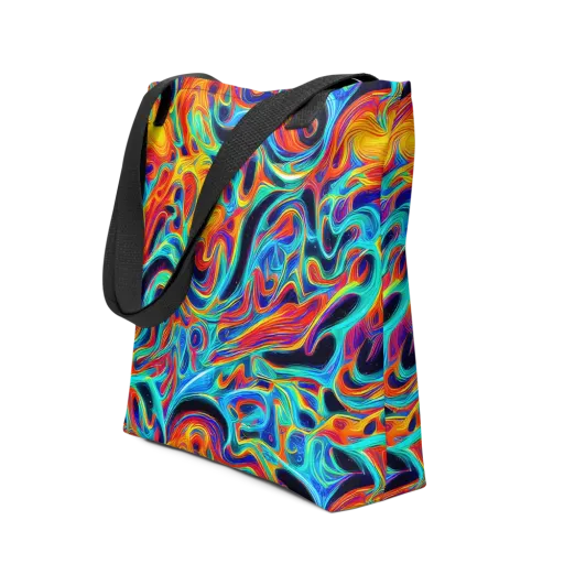 Cyan Ember Maze on a Tote Bag